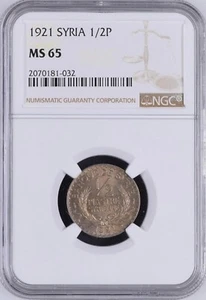LEBANON - S Y R I E ,  1/2 PIASTRES 1921 - NGC MS 65  , RAREV - Picture 1 of 2