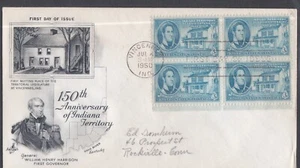 USA 1950 FIRST DAY COVER 150th ANNIV OF INDIANA TERRITORY BLOCK OF 4 + CACHET - Picture 1 of 1