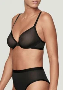 Reggiseno con ferretto a rete trasparente Cuup nero The Plunge nuovo con etichette taglia 34E - Foto 1 di 5