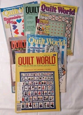 Vtg Quilt World Magazines Patterns 1990'S Colorful Floral Complete Lot Of 6 GC - Image 1 of 4
