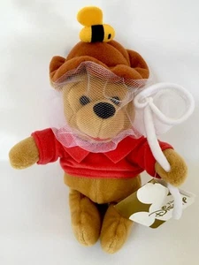 Bee Keeper Winnie The Pooh 8in Plush Mini Disney Store Honey Net Red Shirt Bear - Picture 1 of 4