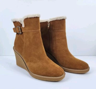 Новый желтовато-коричневый FRANCO SARTO Ulayna водостойкий замшевый флисовый ботинок на танкетке, коричневый, 11 - Изображение 1 из 4