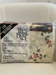 NEU! Vintage JP Steven’s TASTEMAKER No Iron Musselin Floral 4-teiliges komplettes Lakenset! - Bild 1 von 8