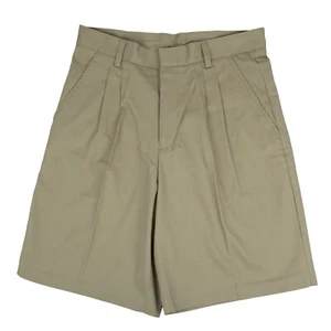 Windstan Men's Khaki Pleated Shorts 2650M School Uniform Sizes 30 to 44 Waist - Picture 1 of 3