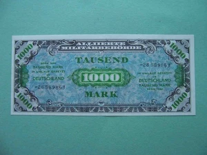 Deutschland Besetzung 1944 1000 Mark UNC. UdSSR Zone Alliierte Militärwährung P-198b - Bild 1 von 8