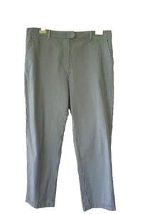M&S Ladies Size 18 W38 L27 Blue White Gingham Check  Cotton Trousers  Pockets - Picture 1 of 11