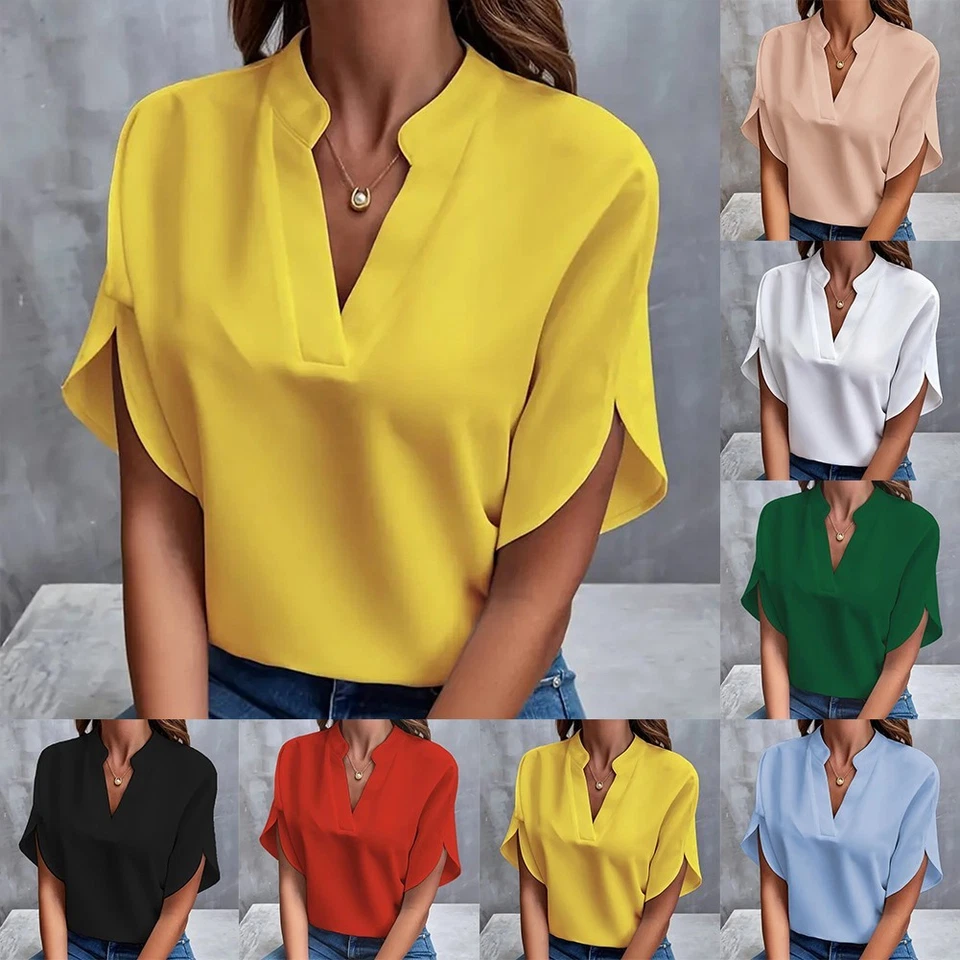 Fashionable Women's V Neck Shirt Casual and Loose Fit for Spring and Summer - Image 1 of 4