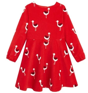 Jacadi Paris Girls Dress Size 6A Red Stork Cord Flare Dress Lined EUC - Picture 1 of 9