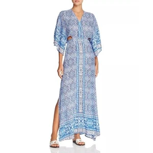 Maxi Vestido Surf Gypsy Para Mujer Estampado Paisley Espalda Abierta Natación Encubrimiento Azul Talla M - Imagen 1 de 13