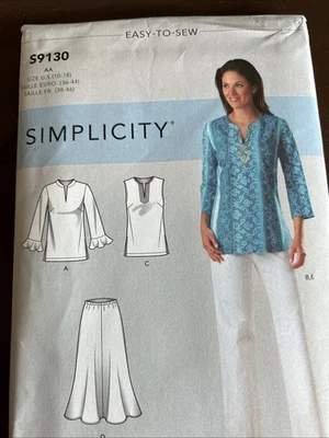 Simplicity Pattern S9130 Misses Skirt, Pants, Tunic& Scarf Sz 10-18 - Image 1 of 2