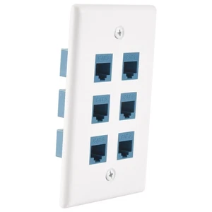 6 Ethernet Wall Plate 6 Port,Ethernet Wall Plate Female-Female Removable3047 - Afbeelding 1 van 6