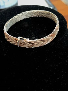 Nachlass Schmuck 10 mm geflochten Chevron Mesh 925 Sterling Silber Armband Italien 7,25 - Bild 1 von 6