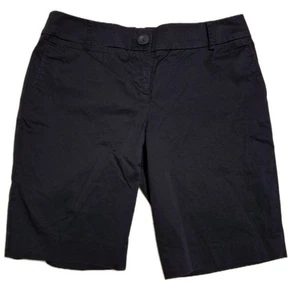 Bermudas Pantalones Cortos LOFT Talla 4 Frente Plano Azul Marino Mezcla Algodón y Spandex Bolsillos - Imagen 1 de 3