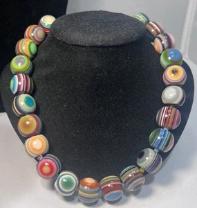 Jackie Brazil Sobral Multicolor Rainbow Resin Bead Cat Eyes Statement Necklace - Picture 1 of 6