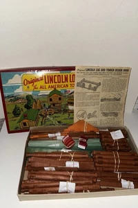 Original Lincoln Logs The All American Toy 1940s - 181 Piece Set - RARE - Picture 1 of 24
