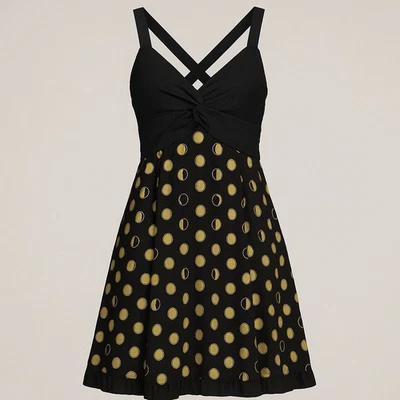 Catherine Malandrino Dress- Size: Medium- Color: Black And Gold- Embroidered - Image 1 of 4