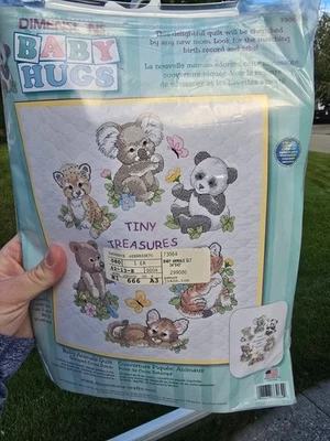 Dimensions 73064 BABY ANIMALS QUILT Stamped Cross Stitch KIT Started 34' x 43" - Image 1 of 4