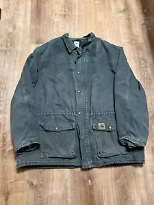 Vintage Carhartt Chore Coat Mens 2XL Tall Olive Green Barn Jacket Lined C46MOS - Picture 1 of 10