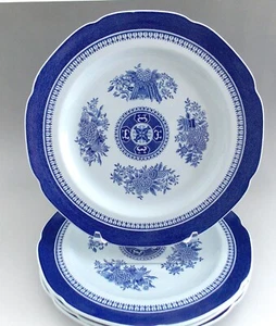 (4) PLATOS DE CENA VINTAGE COPELAND SPODE FITZHUGH DISEÑO ORIENTAL AZUL Y BLANCO  - Imagen 1 de 5