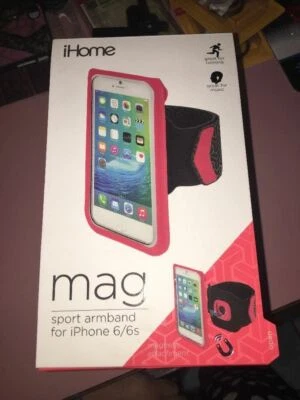iHome Mag Sport повязка на руку для iPhone 6 / 6s магнитная насадка работает розовый новый - Изображение 1 из 3