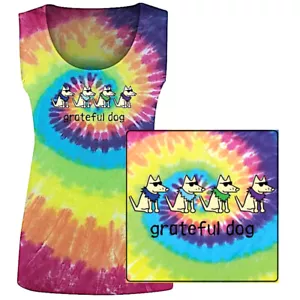 Teddy the Dog Damen Tank Top Grateful Dog Batik Regenbogen Dead Parodie limitierte Auflage - Bild 1 von 5
