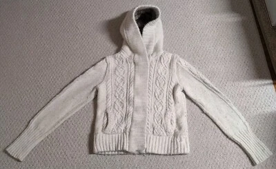 American Eagle Outfitters Girl Large White CottonBlend ZipUp Hooded Sweatshirt25 - Image 1 of 4