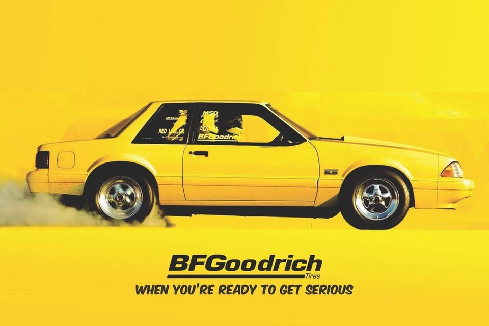 Reproduction BF Goodrich Ford FoxBody Mustang (314) 24”X36” Poster.  Drag Race. - Image 1 of 1