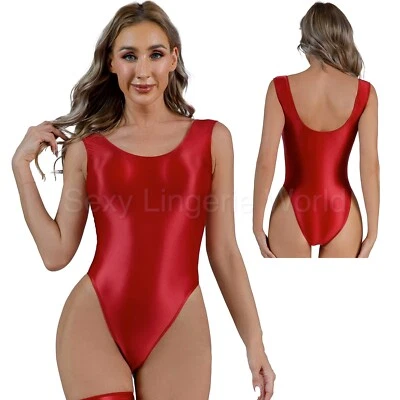 Christmas Body Sexy Lingerie Metallic High Cut Bodysuit Tank Top Leotard Teddy - Image 1 of 4