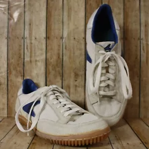 Vintage Bata Sport Squash Court Sneakers Suede Mesh Mens US 7.5 White Blue Logo - Picture 1 of 11