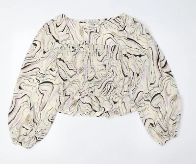 Brave Soul Womens Ivory Polyester Basic Blouse Size M Square Neck - Smocked Top - Image 1 of 4