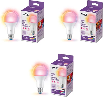 Wiz 100W Eq. (14.5W) A21 Color LED Smart Bulb - Pack of 3 - E26- Indoor - Connec - Image 1 of 4