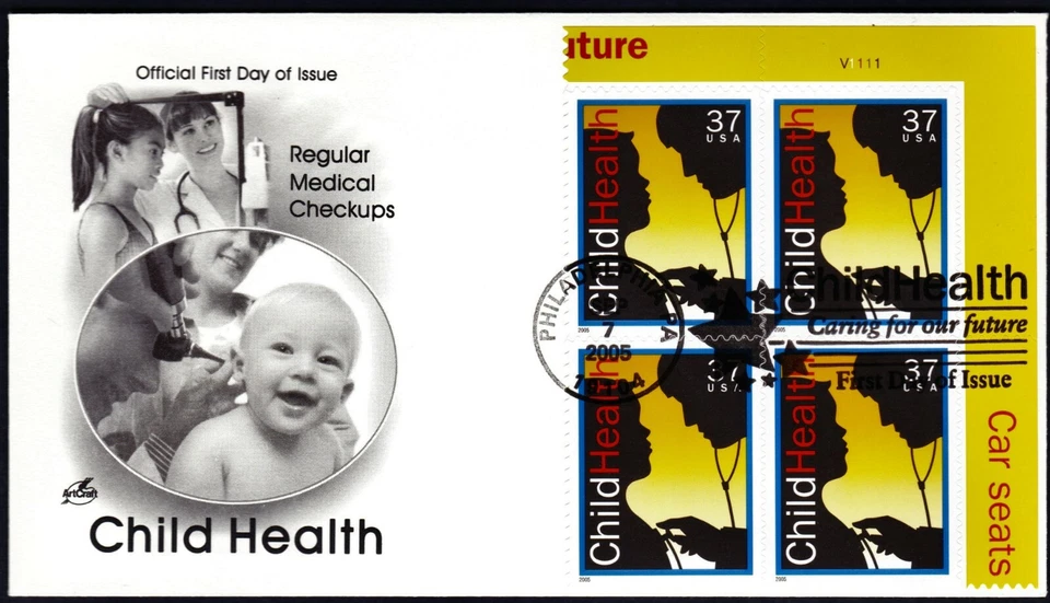 US 2005 Child Death PLATE BLOCK First Day Cover (3938) . ArtCraft Cachet  - Image 1 of 1