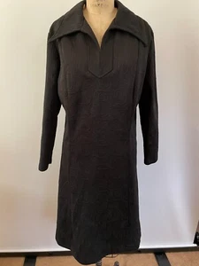 Vintage 60s Mod Geometric Atomic Psychedelic Double Knit Poly Trapeze Dress XL - Picture 1 of 14