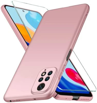 LITTLE BOUTIK Coque Silicone Rose + Verre Trempe Pour Xiaomi Redmi Note 11 / Note 11s Little