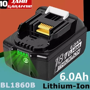18V Akku für Makita 18V BL1860B 6AH Lithium mit LED Anzeige BL1850 1840 BL1830 - Picture 1 of 13