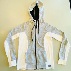 Hurley Hoodie Full Zip Sweatshirt Size Small Nike Dri Fit Gray White Womens EUC - Picture 1 of 8