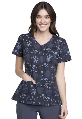 Black Panther Cherokee Scrubs Tooniforms Marvel V Neck Top TF614 MAWF - Image 1 of 4