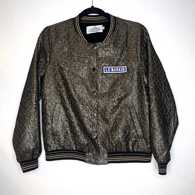 Chaqueta Bomber Le Bijou Parisien Le Marais Texturizada Dorada Talla Mediana Foto 1 de 4