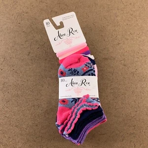 Alexa Rose Girls Shoe Size 6-10.5 Colorful Printed No Show Socks 10 Pairs NWT - Picture 1 of 6