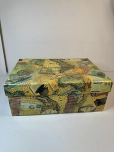 Vintage Punch Studio World Globe Keepsake Note Card Box - Picture 1 of 7