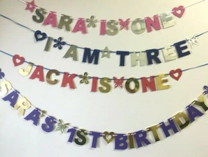 Personalised Alphabet Birthday Bunting Decoration Boy Girl Party Banner Age B63a - Picture 1 of 18
