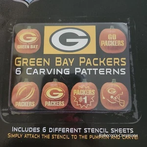 Green Bay Packers Football Team NFL Halloween Kürbis Schablonen Set mit 6 Schablonen - Bild 1 von 3