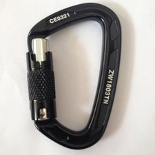 Outdoor New D-Shape Aluminum Rock Climbing Screw Locking Carabiner 25KN
