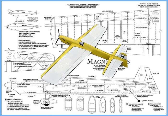 Model Airplane Plans (UC): Sig MAGNUM PLUS 58½" Wingspan Stunt for .40-.60  - Image 1 of 1