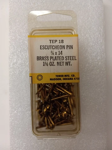3/4" x 14-gauge Brass Plated Escutcheon Pins / Nails 1-1/2oz. Box USA Cover