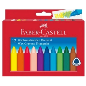 12 Wachsmalkreiden Dreikant Faber-Castell wasserfest Schulbedarf Malen Basteln - Picture 1 of 1