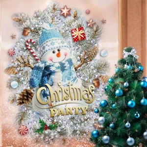 Waterproof Xmas Tree Snowman Decals Snowman Snowman Window Sticker Window - Picture 1 of 5