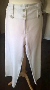 Evie Ladies White Linen Baggy Pants Size 10 - Bild 1 von 4