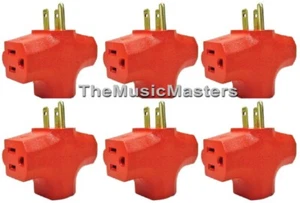(6) Grounded 3-Way Electric Adapter 3 Outlet AC Wall Plug Triple Power Splitter - Picture 1 of 6