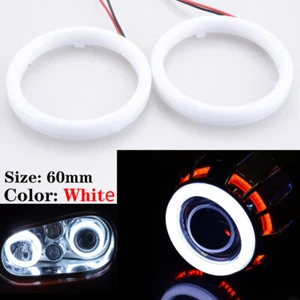 2x 60-120mm White Cotton Angel Eyes Halo Rings LED DRL Headlight Light Universal - Picture 1 of 10